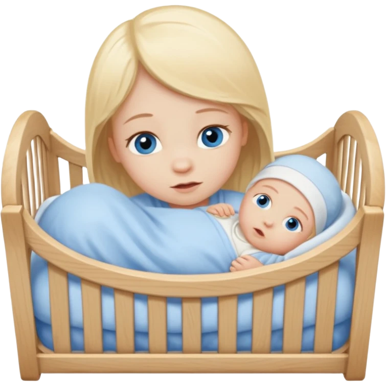 blond blue eye newborn in crib emoji
