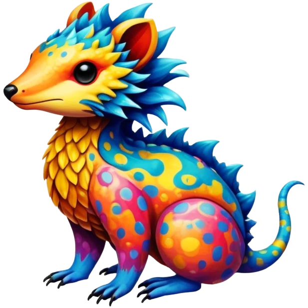 a colorful edgy vernid-fionbri-animal-creature with splash patterns emoji