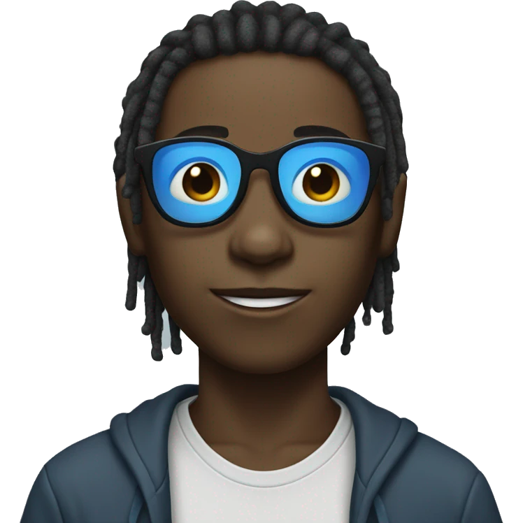 Black kid with blue glasses and short dreads emoji