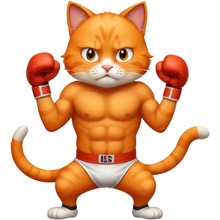 Gato naranja boxeando emoji