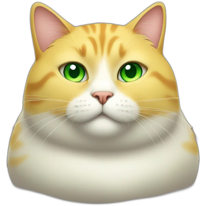yellow fat cat with white belly and green eyes emoji