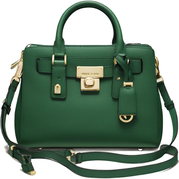 Realistic isolated forest green michael kors satchel purse.  emoji