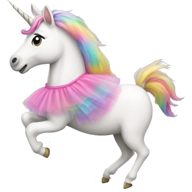 unicorn with a tutu skipping emoji