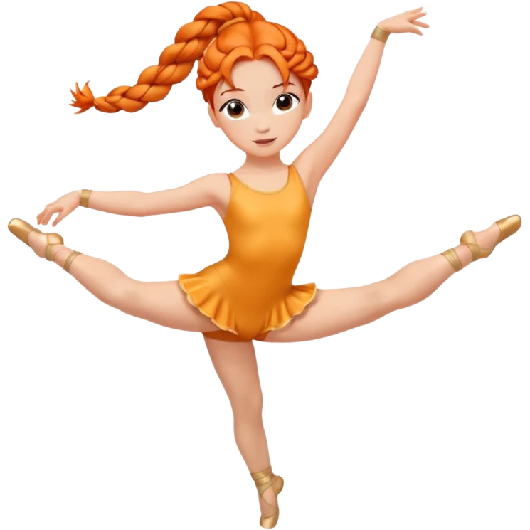 A young dancer with braided orange hair, practicing a gentle arabesque. emoji