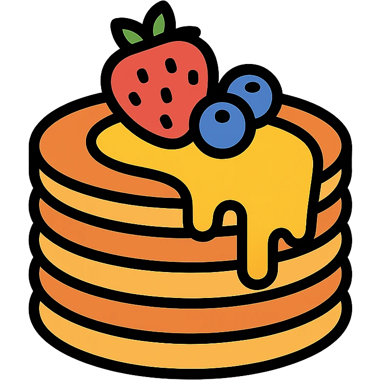 stack of pancakes with honey and fruit emoji