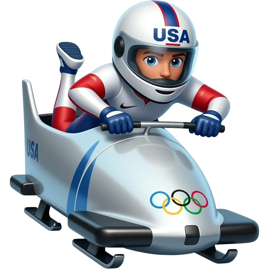 USA Olympic Male Bobsledder in bobsled emoji