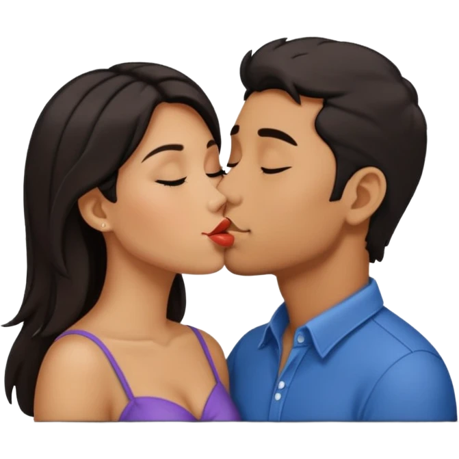 A man and a woman kissing, framed on a television screen emoji