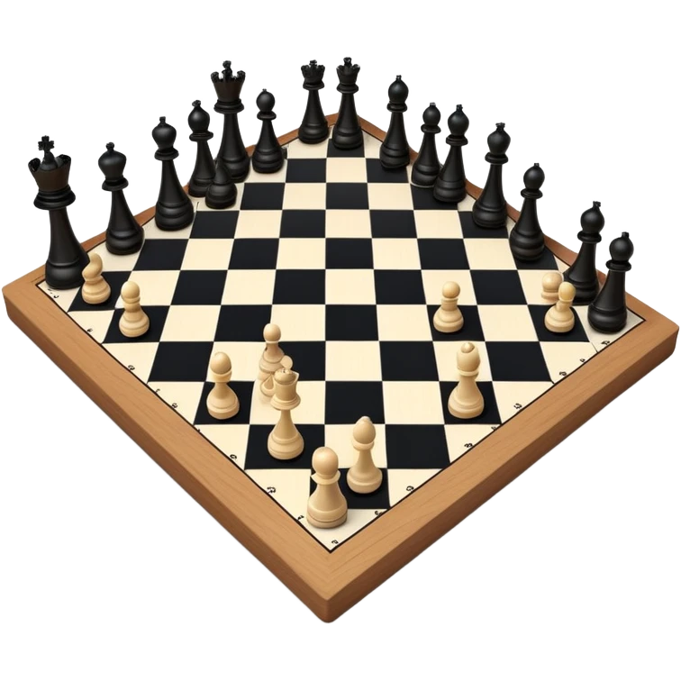 A chessboard with a few strategically placed pieces, including a king, queen, and pawns. The scene highlights the classic black and white squares of the board, emphasizing strategy and thoughtfulness in the game of chess. emoji