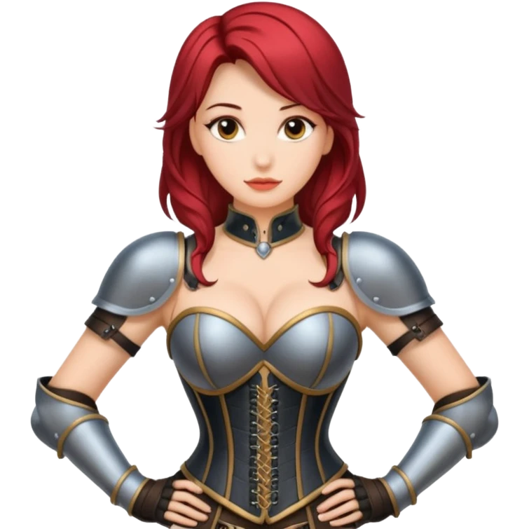 ]armor corset leather top, busty female emoji