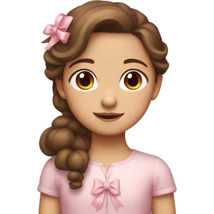 little girl with brown hair and light pink bow on the side of her head emoji