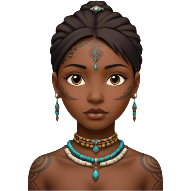 tribal girl Tattooed, empty neck emoji
