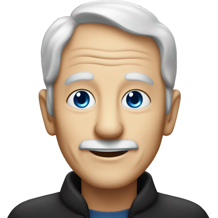 smiling old man in black with blue eyes emoji