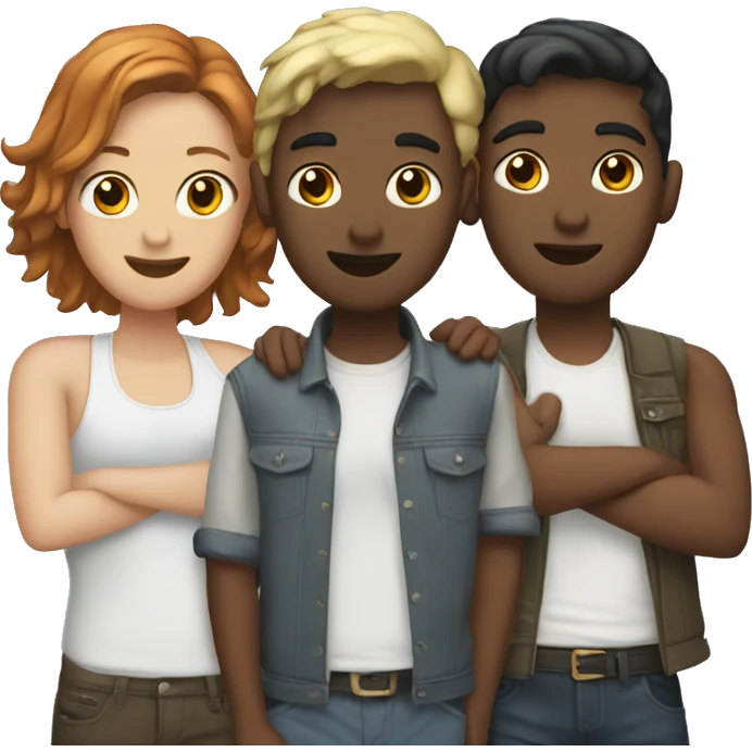 Two gay friends and one lesbian friend emoji