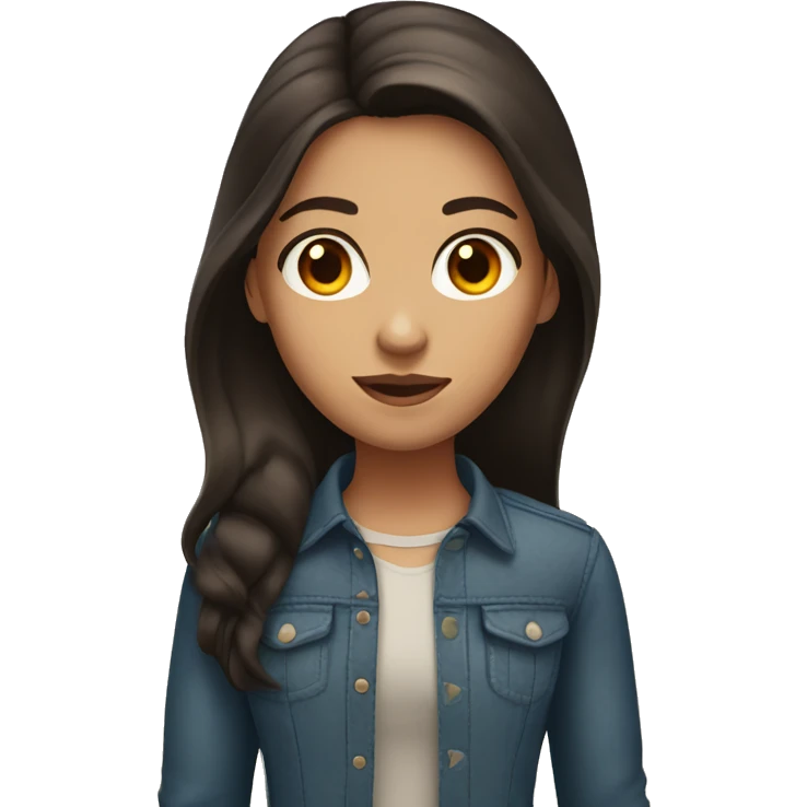 Girl with long dark brown hair and amber eyes emoji