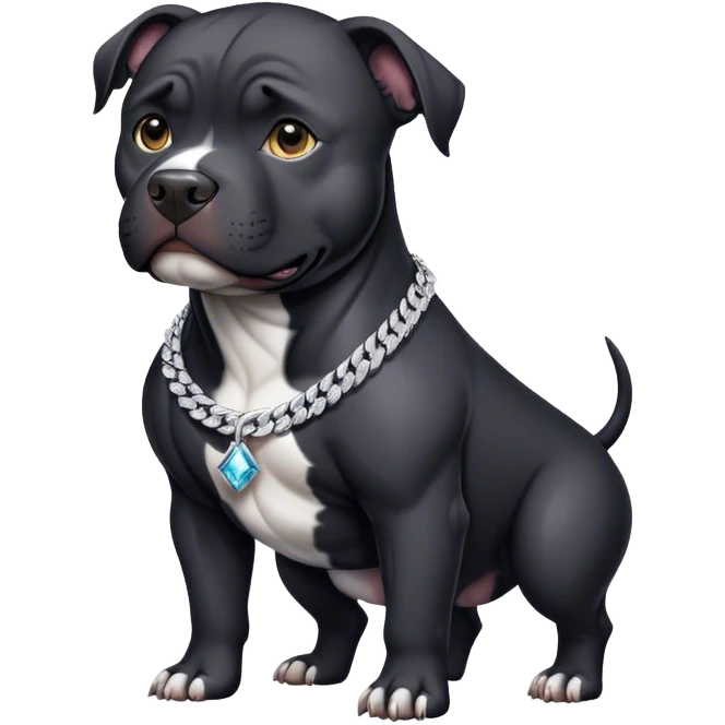 Black pitbull dog with diamond chains ￼ emoji