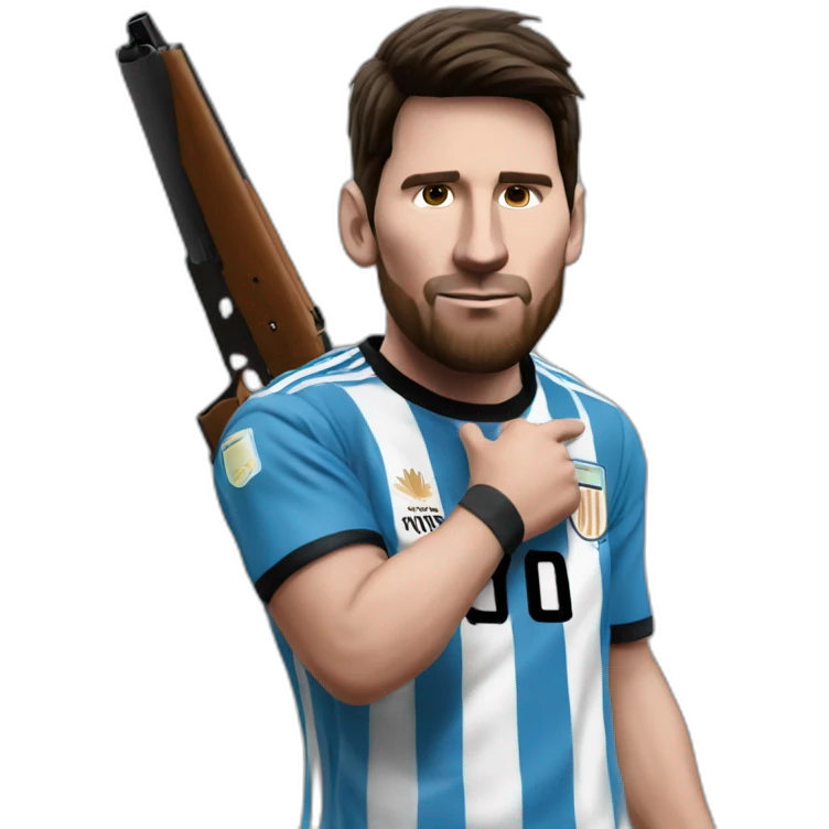 Realistic-Messi-with-a-gun-and-a-big-cigar-with-an-argentine-flag emoji