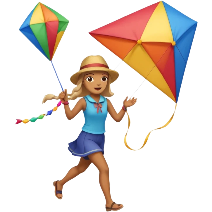 women with kite,Kite Flyers, big kite. emoji