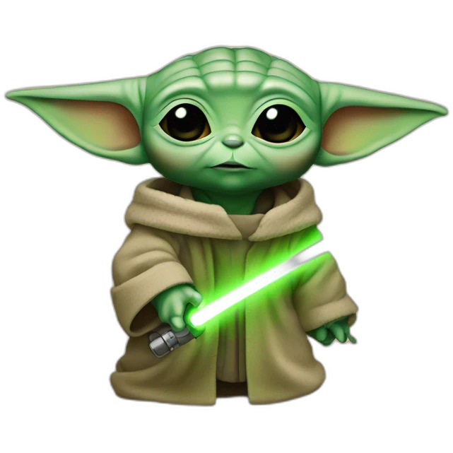 baby yoda with laser emoji