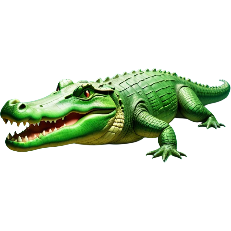 cinematic-crocodile-realistic-full-body-lounging-emoji,-massive-scaled-body-partially-submerged-in-shallow-water,-head-tilted-dramatically,-rough-green-and-brown-hide-textured-with-deep-ridges,-simplified-yet-realistic-focused-features,-highly-detailed,-glowing-with-an-almost-sarcastic-glow emoji