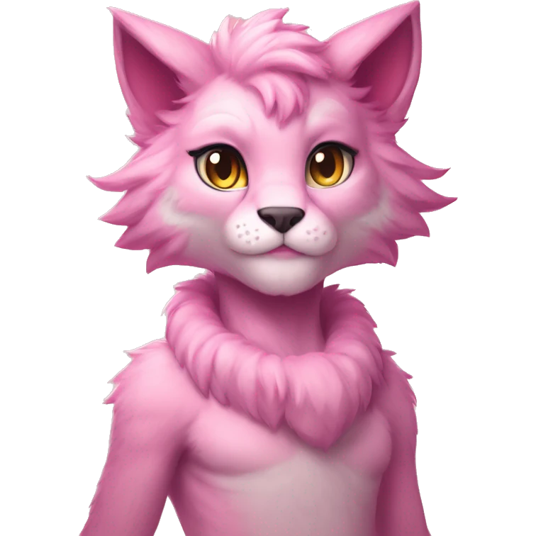 Anthropomorphic Anthro Pastel Pink Sona Lynx-Fakémon Furry Full Body emoji