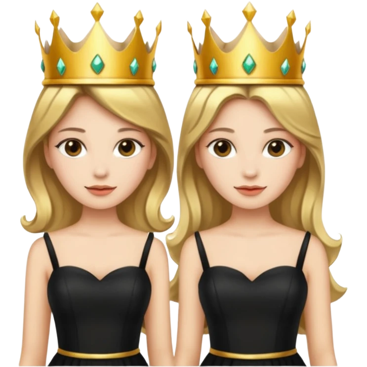 two women with crowns and the same outfit emoji