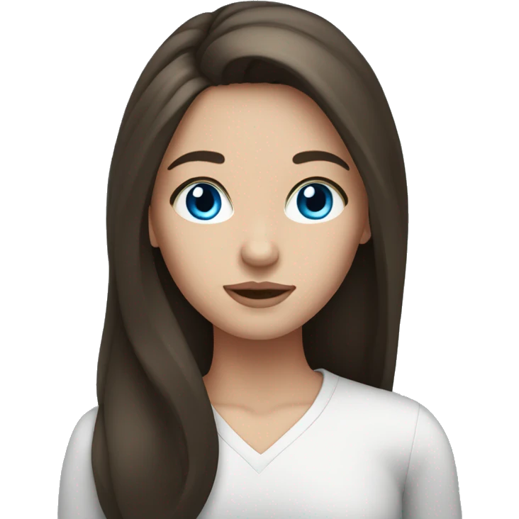 Brunette girl with long hair and blue eyes emoji