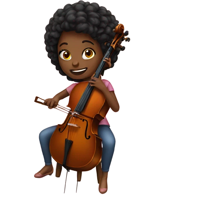 black girl playing cello emoji