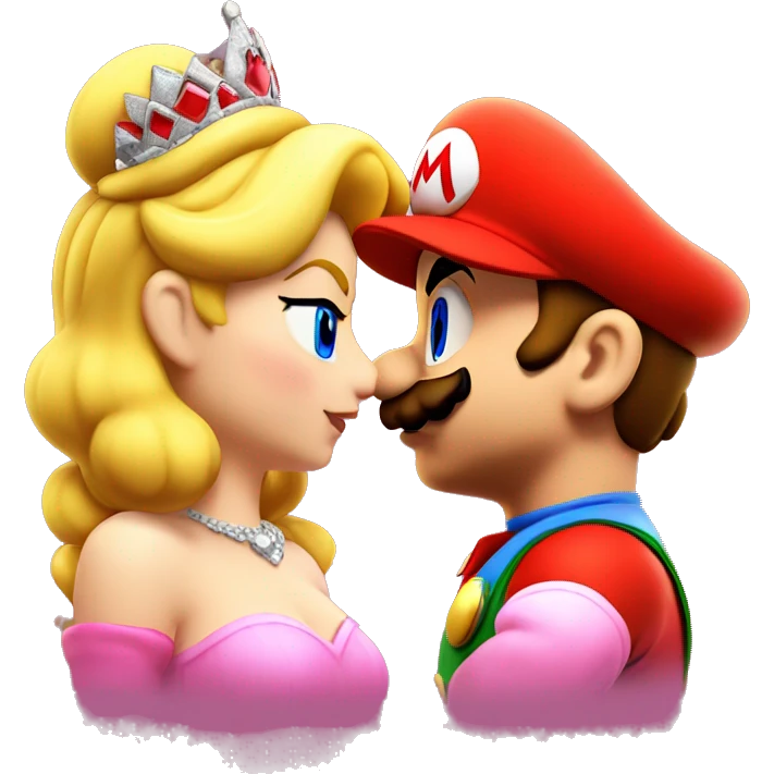 super mario kissing princess peach emoji