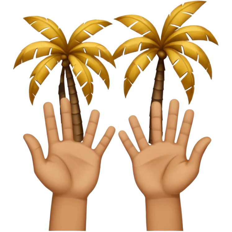 Two upward facing palms one a Little higher than the other. Over the one on the lest there is a 6 and over the one on the right there is a 7   emoji