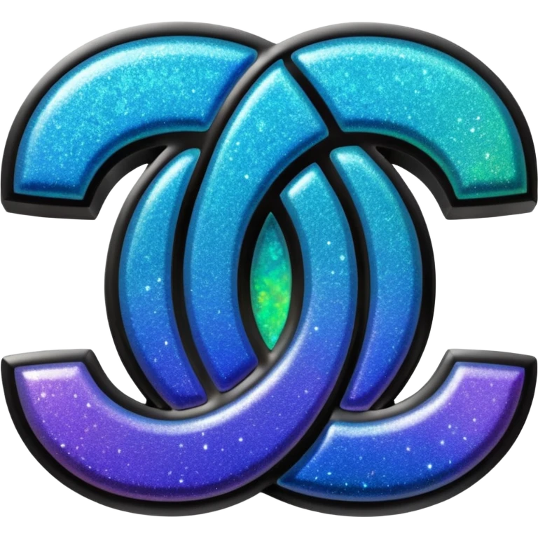 Realistic black opal glitter chanel sign emoji