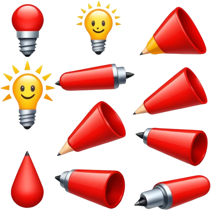 Objetos de estudos nos tons vermelhos emoji