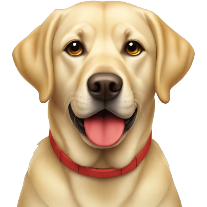 Yellow Labrador dog with a red bone in mouth emoji