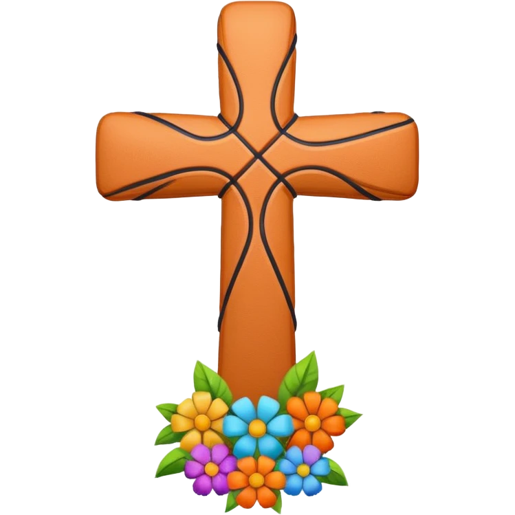 Cross with basketball and flowers emoji