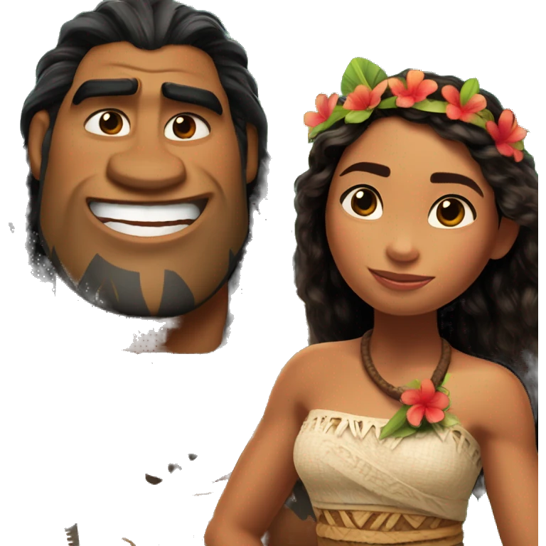 Moana and a Cockrell emoji