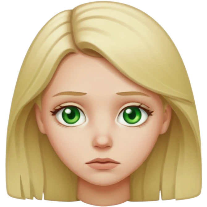 Sad dirty blonde white girl green eyes emoji