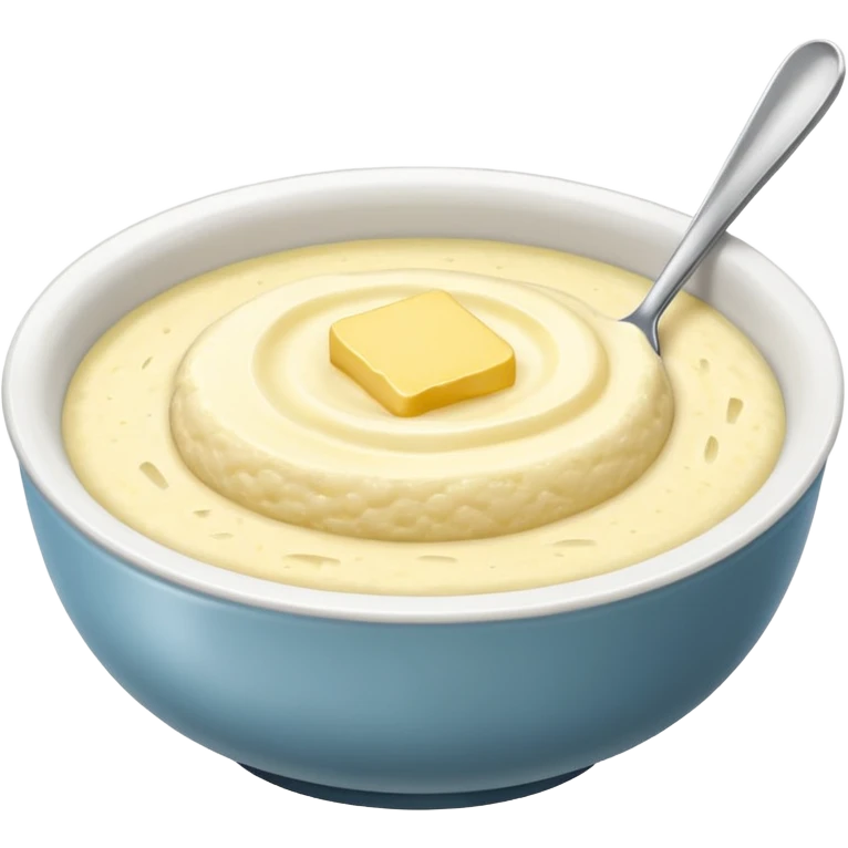 a bowl of grits with butter on top, simple, clear emoji