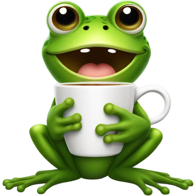 A cute frog drinking coffee emoji