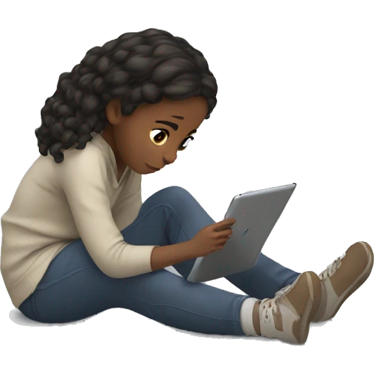 Girl watching iPad on the ground emoji