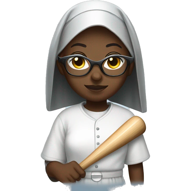 african nun with glasses playing baseball emoji