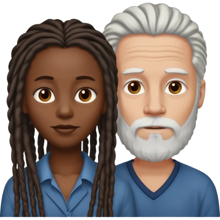 Black woman with long dreads and white man with thinning hair and white beard emoji