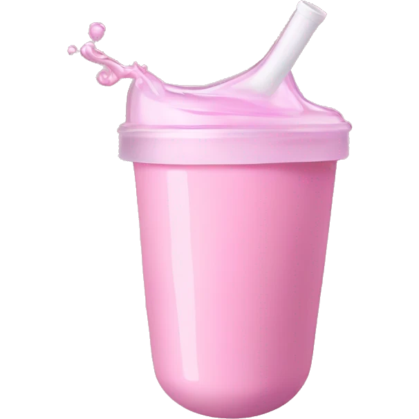 A knocked over sippy cup spilling pastel pink liquid emoji