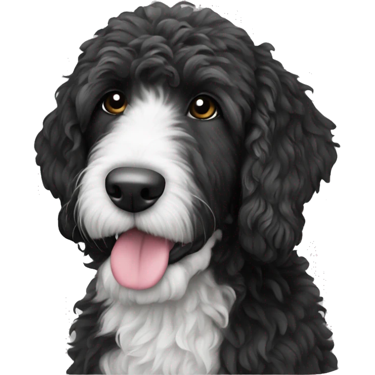Black and white Bernadoodle emoji