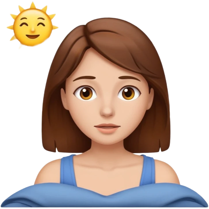 woman with brown hair waking up emoji