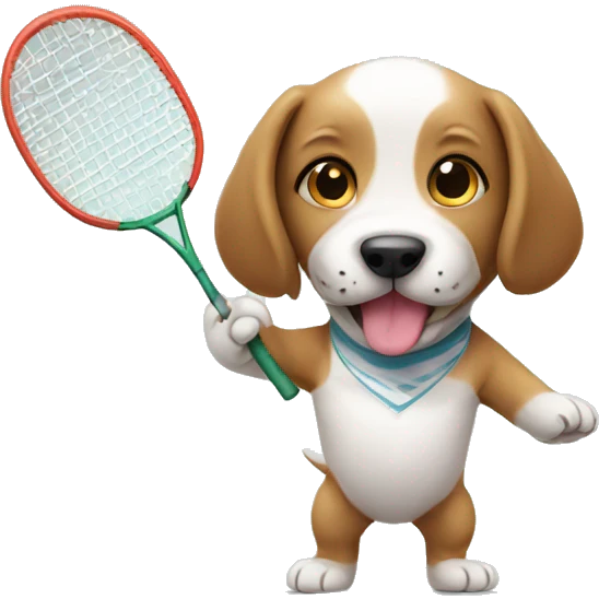 Puppy playing badminton emoji