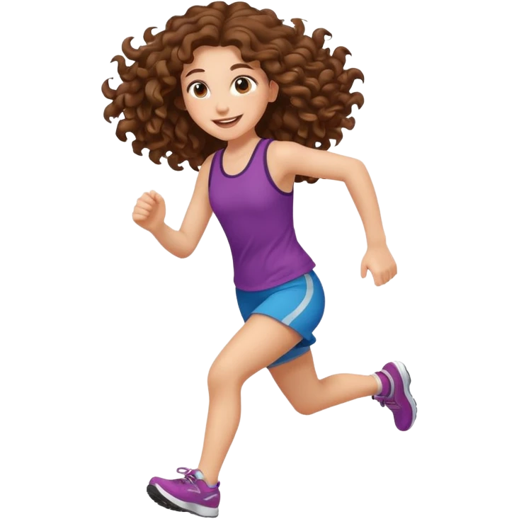 curly brown hair long girl running emoji