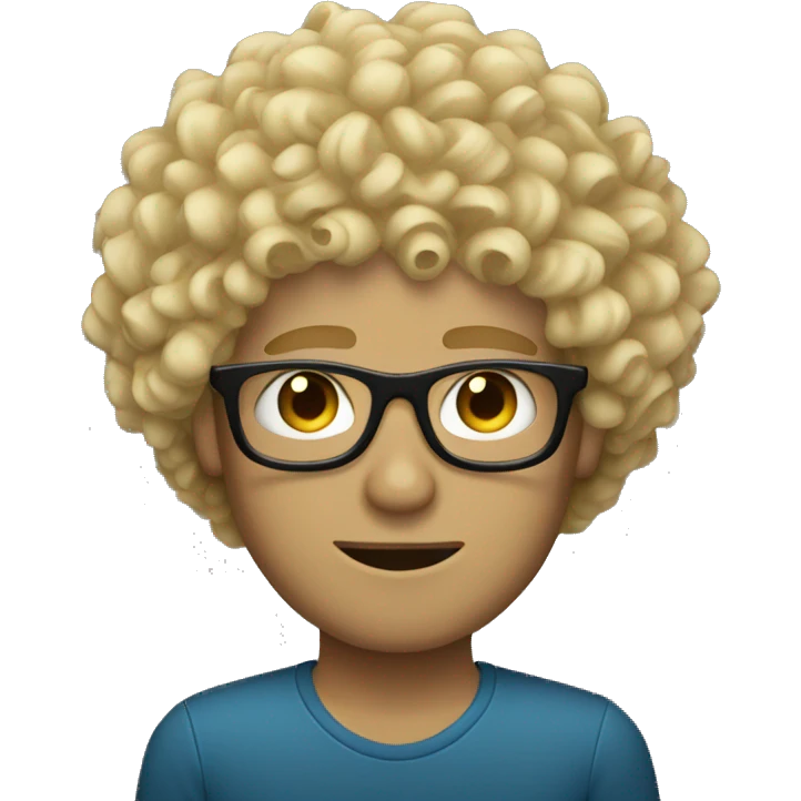 Curly hair blonde guy with glasses emoji