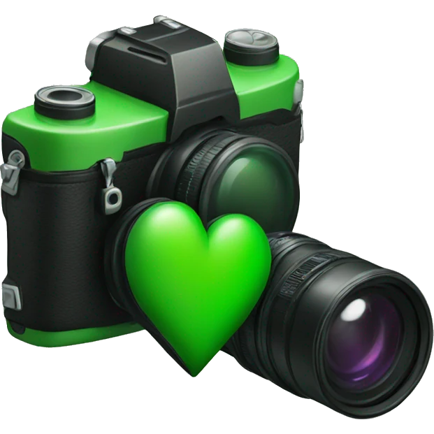 Black and green hearts with camera emoji