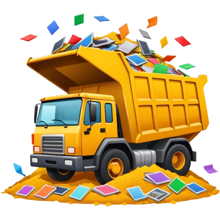 dump truck dumping out pictures all over the ground emoji