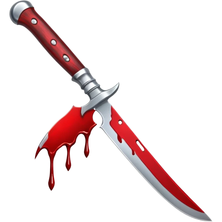 A blood dripping knife pointing diagonal, in the style of your bleeding skull art emoji