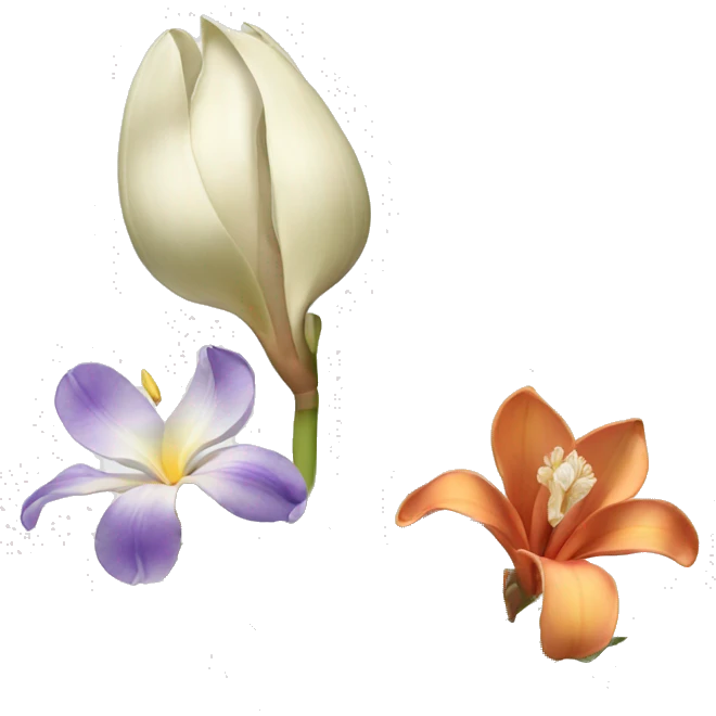 magnolia flower and iris flower and yucca emoji